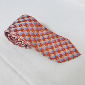 IKE BEHAR MENS PLUM BLUE SILK NECK TIE EMBOSSED GEOMETRIC‎